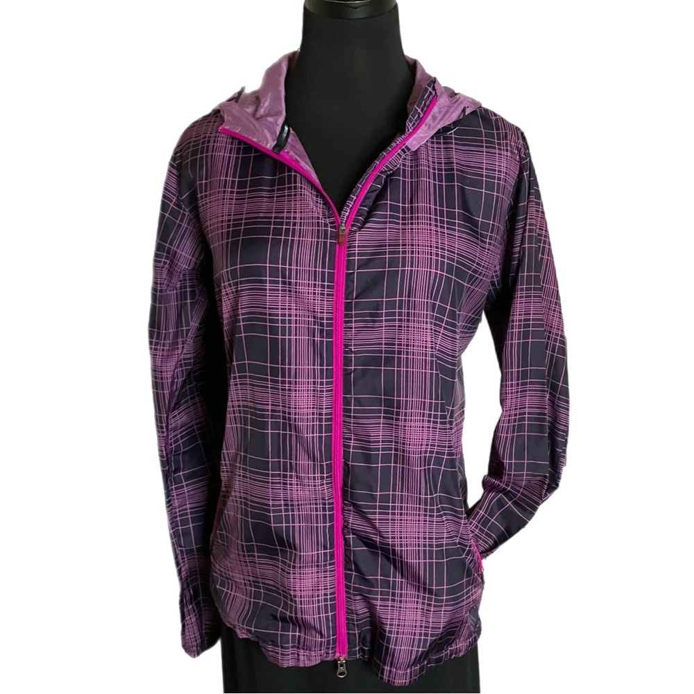Nike Running Lightweight Wind-Stop Jacket Purple Grid Back Vent Size Small